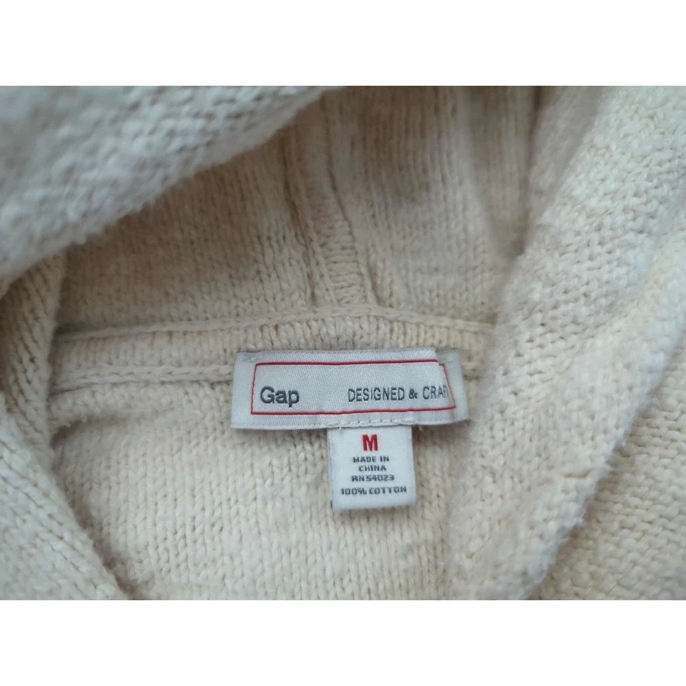 Gap‎ Sweater Mens Medium Beige Pullover Hoodie Long Sleeve 100% Cotton Knit